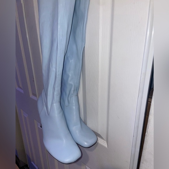 Thigh high blue boots with sliver heel from Zara size 41, women 10 - Picture 6 of 6